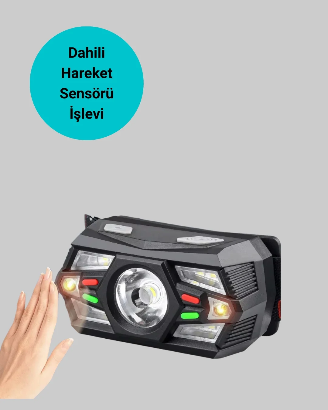 Kamp ve Yürüyüş İçin Sensörlü LED Kafa Feneri Ayarlanabilir
