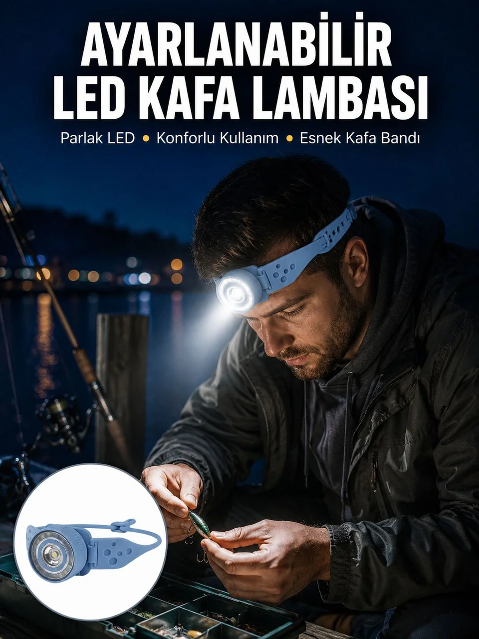 Kampçı Kafa Lambası Su Geçirmez Çok Modlu Led Yeni Nesil - Lisinya Diğer