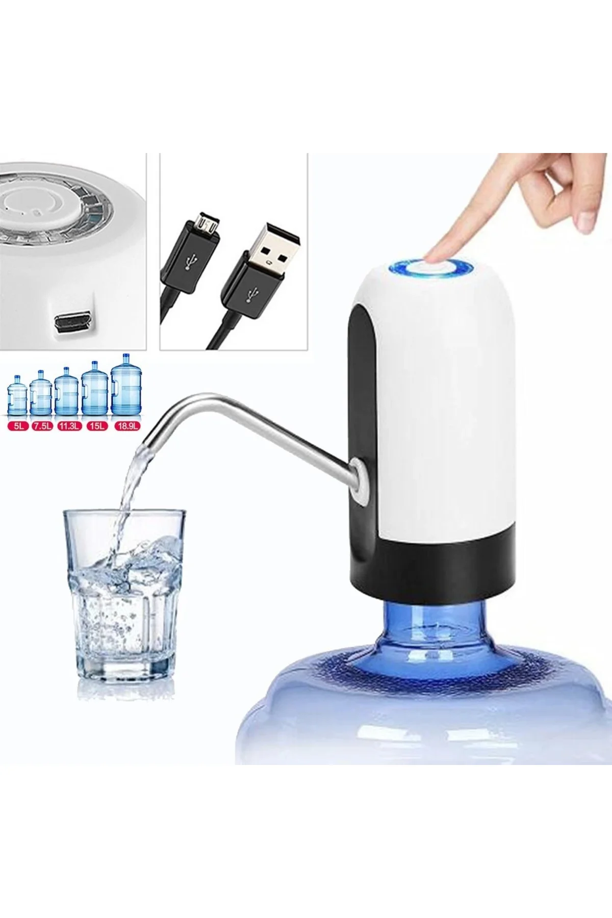 Kampta Piknikte Yazlıkta Şarjlı Damacana Otomatik Su Pompası ( )