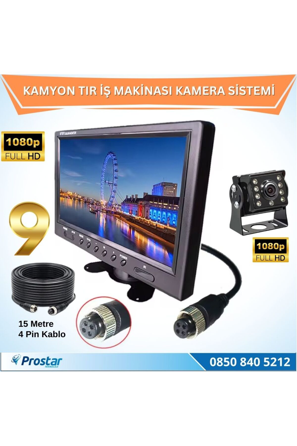 Navistar Kamyon Tır Ve İş Makinaları İçin 9 İnç Ahd Monitörlü 1080P Full H