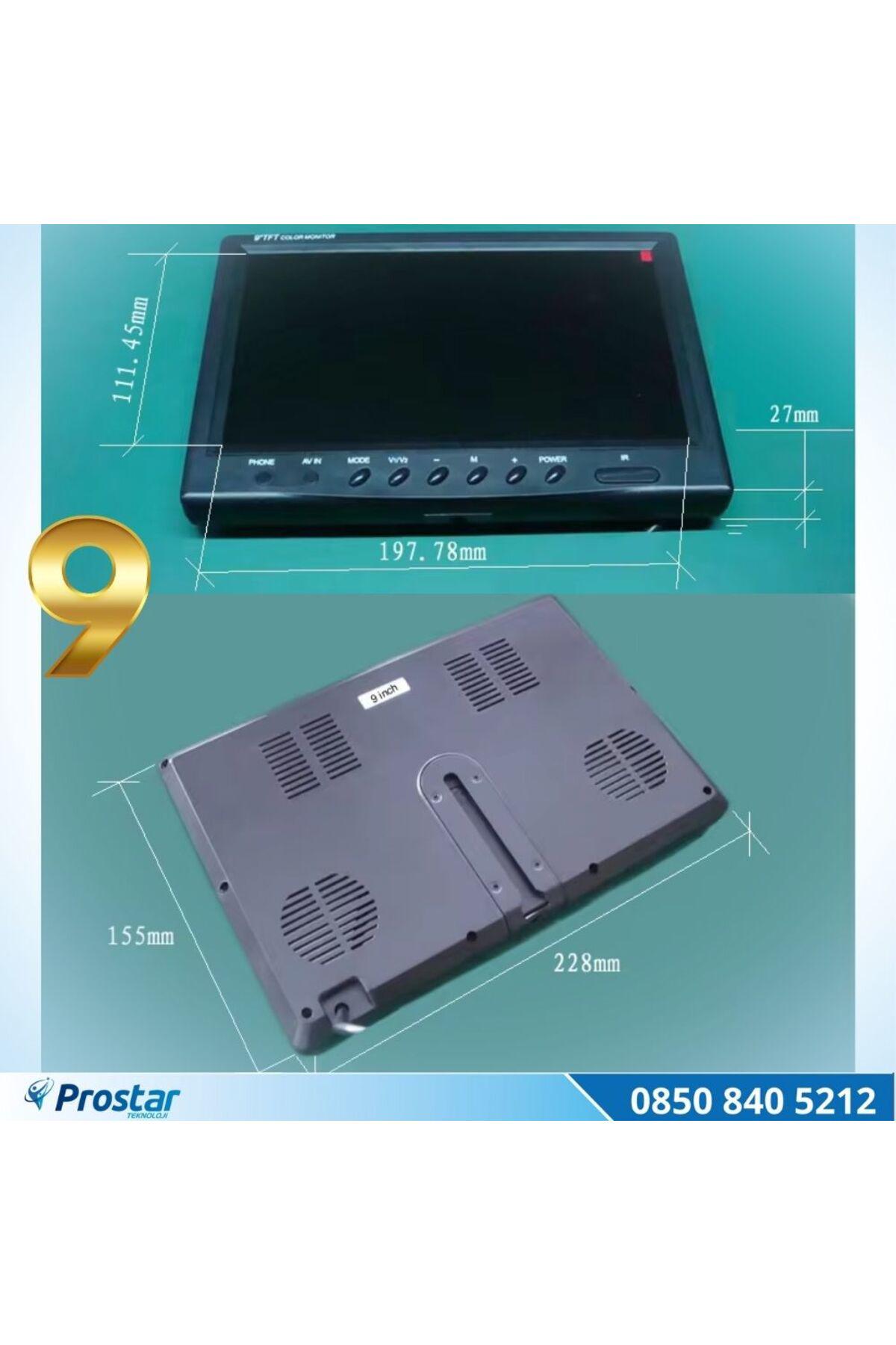 Navistar Kamyon Tır Ve İş Makinaları İçin 9 İnç Ahd Monitörlü 1080P Full H