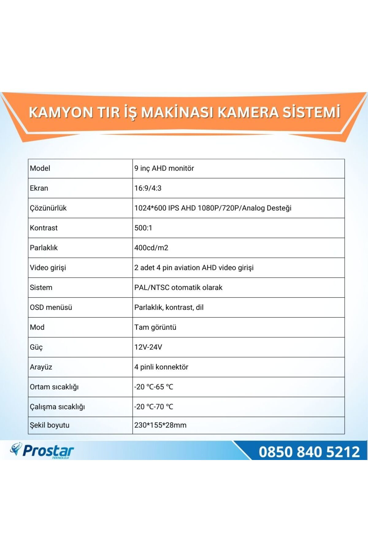 Navistar Kamyon Tır Ve İş Makinaları İçin 9 İnç Ahd Monitörlü 1080P Full H