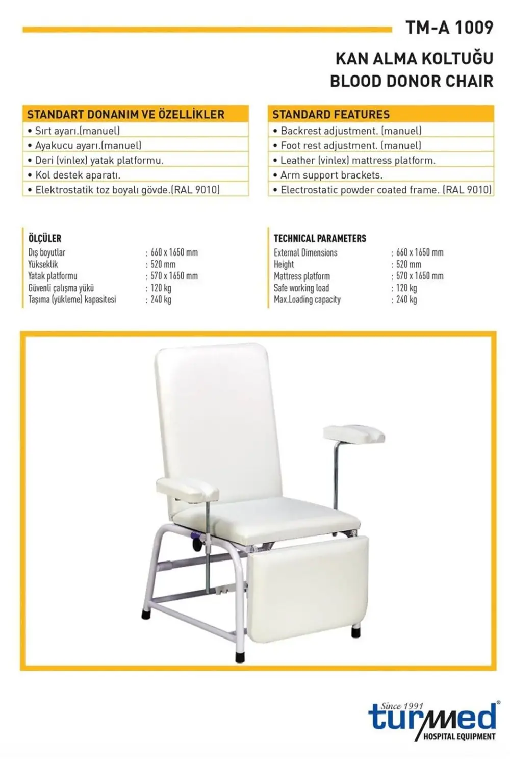 Kan Alma Koltuğu Beyaz TM-A 1009