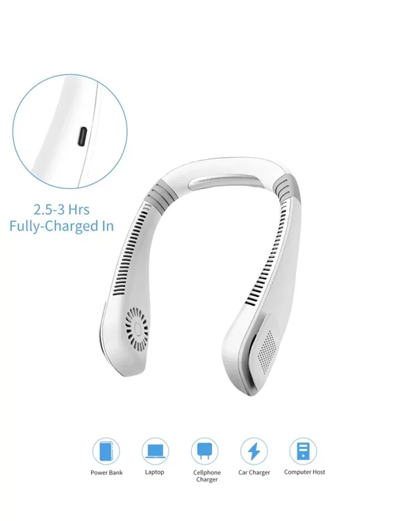 Kanatsız Boyun Tipi Fan | Giyilebilir Serinletici Düşük Sesli Hafif ABS Gövde USB Şarj Edilebilir Yeni Nesil