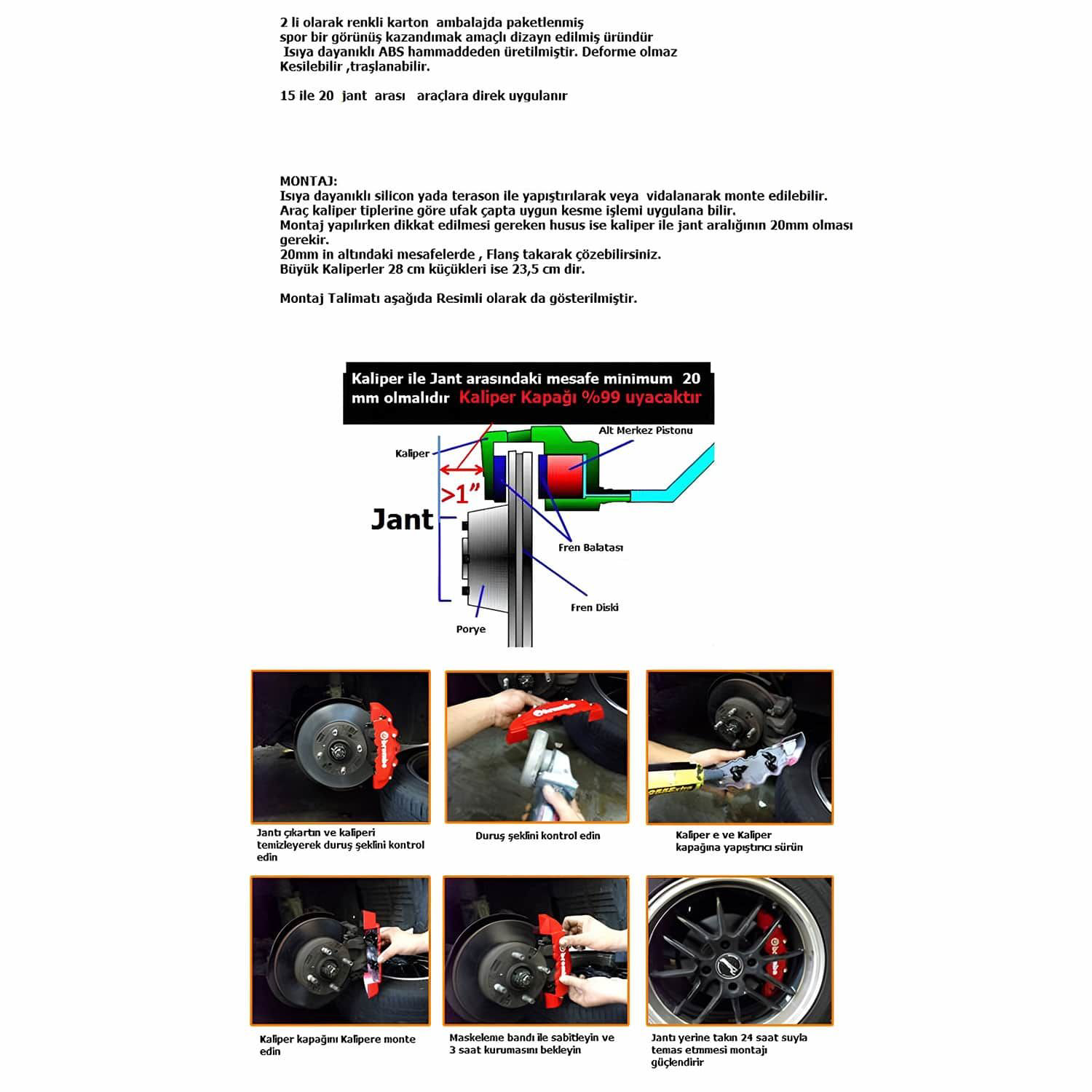 Kanuni Tigrina Uyumlu Brembo Beyaz Kaliper Kapağı 4 Parça Ön Arka Kanuni Tigrina Uyumlu Brembo Beyaz Kaliper Kapağı 4 Parça Ön Arka