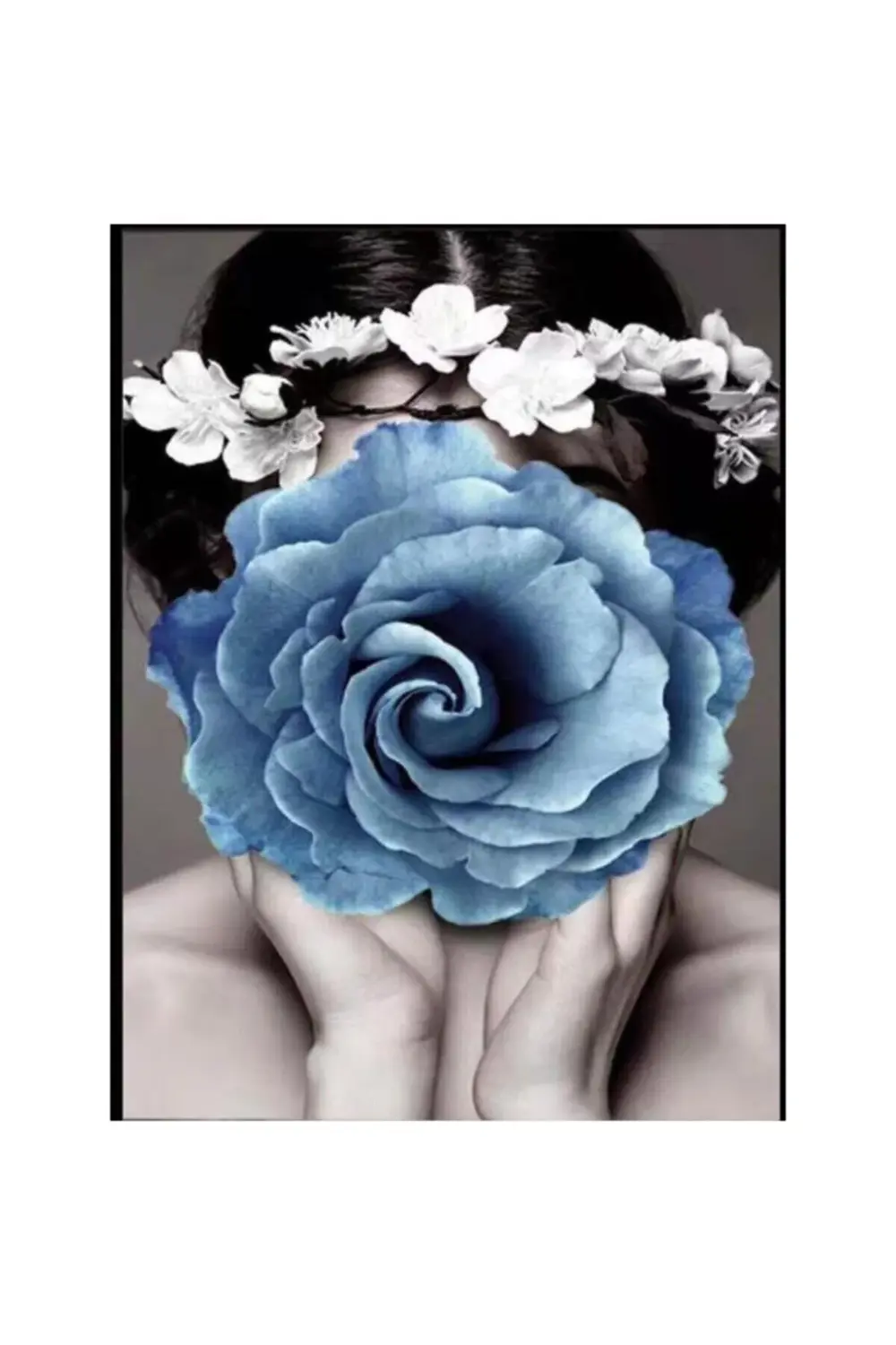 Kanvas Çiçek Kadın 17 Sayılarla Boyama Seti Çerçeveli Kasnaklı