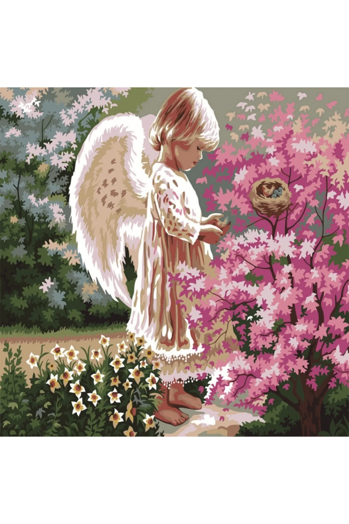 Kanvas Sayılarla Boyama Seti Kasnaklı-Çerçeveli Düş Bahçesinde Bi