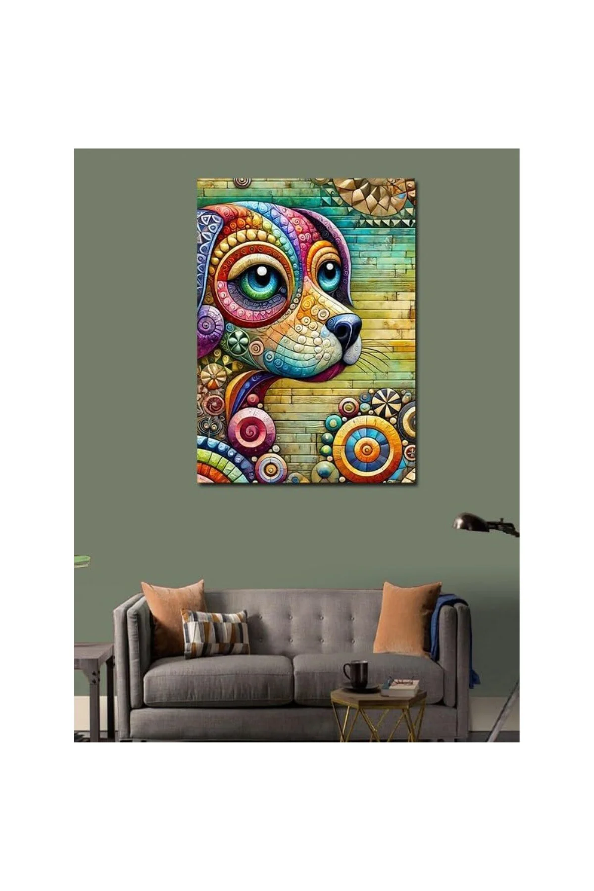 Kanvas Tablo Soyut Renkli Köpek, 50 x 70