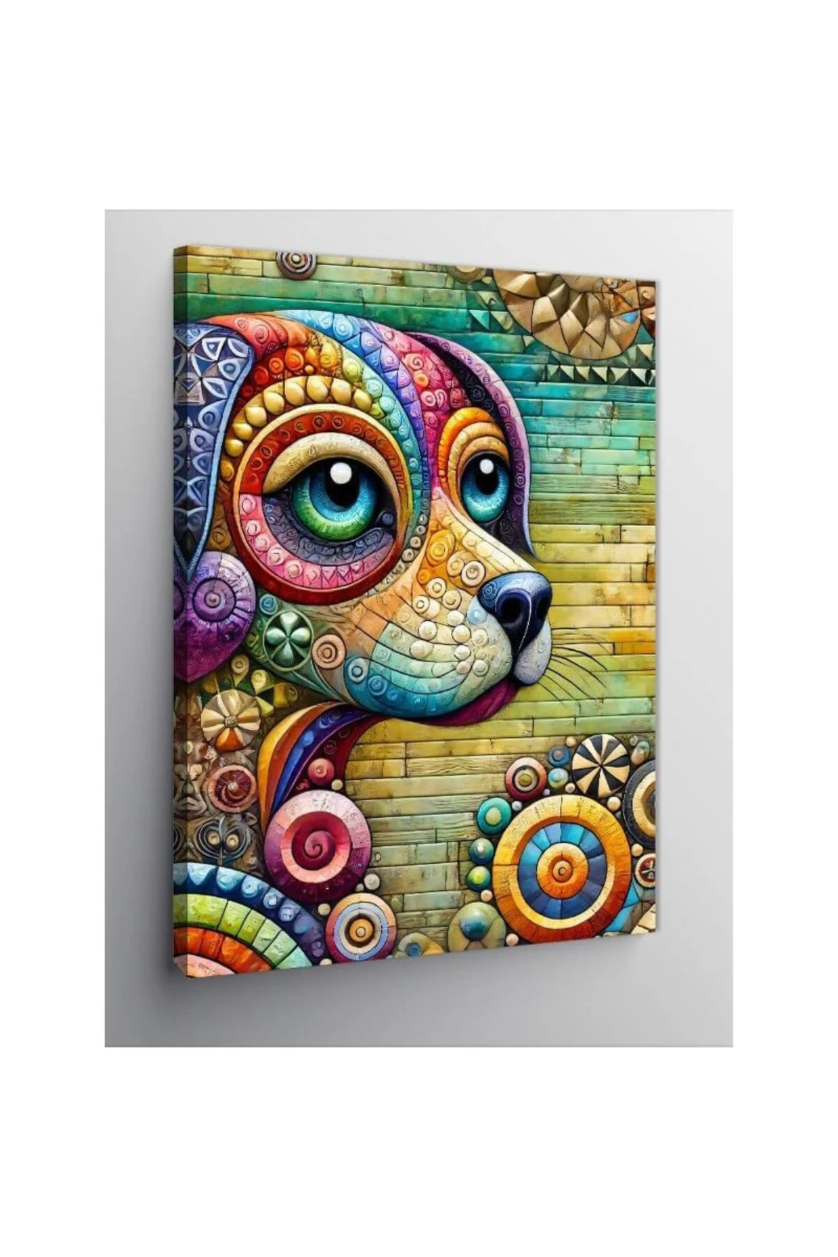 Kanvas Tablo Soyut Renkli Köpek, 50 x 70