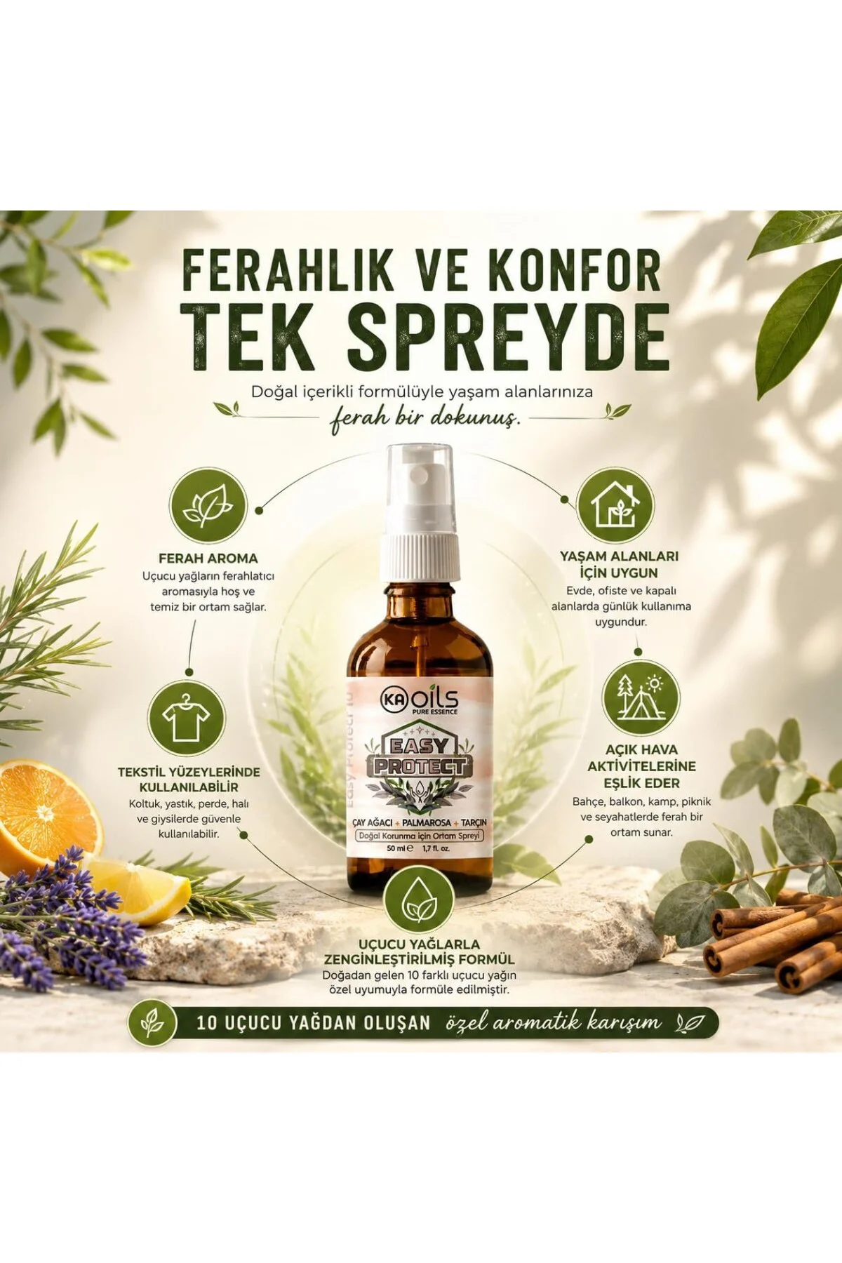 KAOils Easy Protect Doğal Ortam Spreyi 50 ml - Sivrisinek, Kene, KAOils Easy Protect Doğal Ortam Spreyi 50 ml - Sivrisinek, Kene,