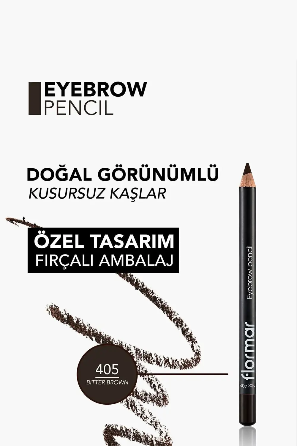 Kapağı Fırçalı Kaş Kalemi (Kahve) - Eyebrow Pencil - 405 Bitter B