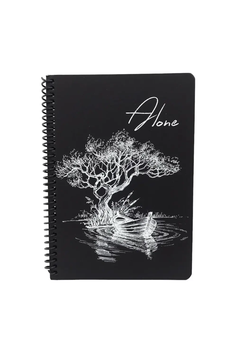 Kapak Desenli Siyah Defter Siyah Yapraklı Defter - Siyah Sayfalı