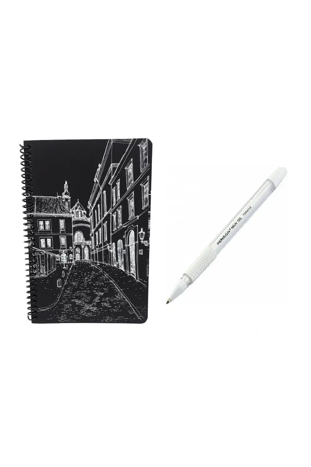 Kapak Desenli Siyah Defter Siyah Yapraklı Defter - Siyah Sayfalı