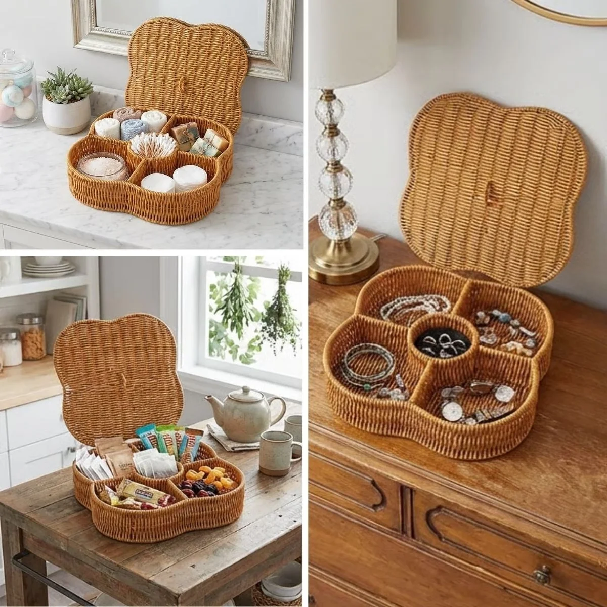Kapaklı 5 Bölmeli Plastik Rattan Organizer Kutu – Hasır Desenli Çok Amaçlı Saklama Ve Sunum Sepeti Çerezlik Bx40 Fiyatı, Yorumları ve Özellikleri