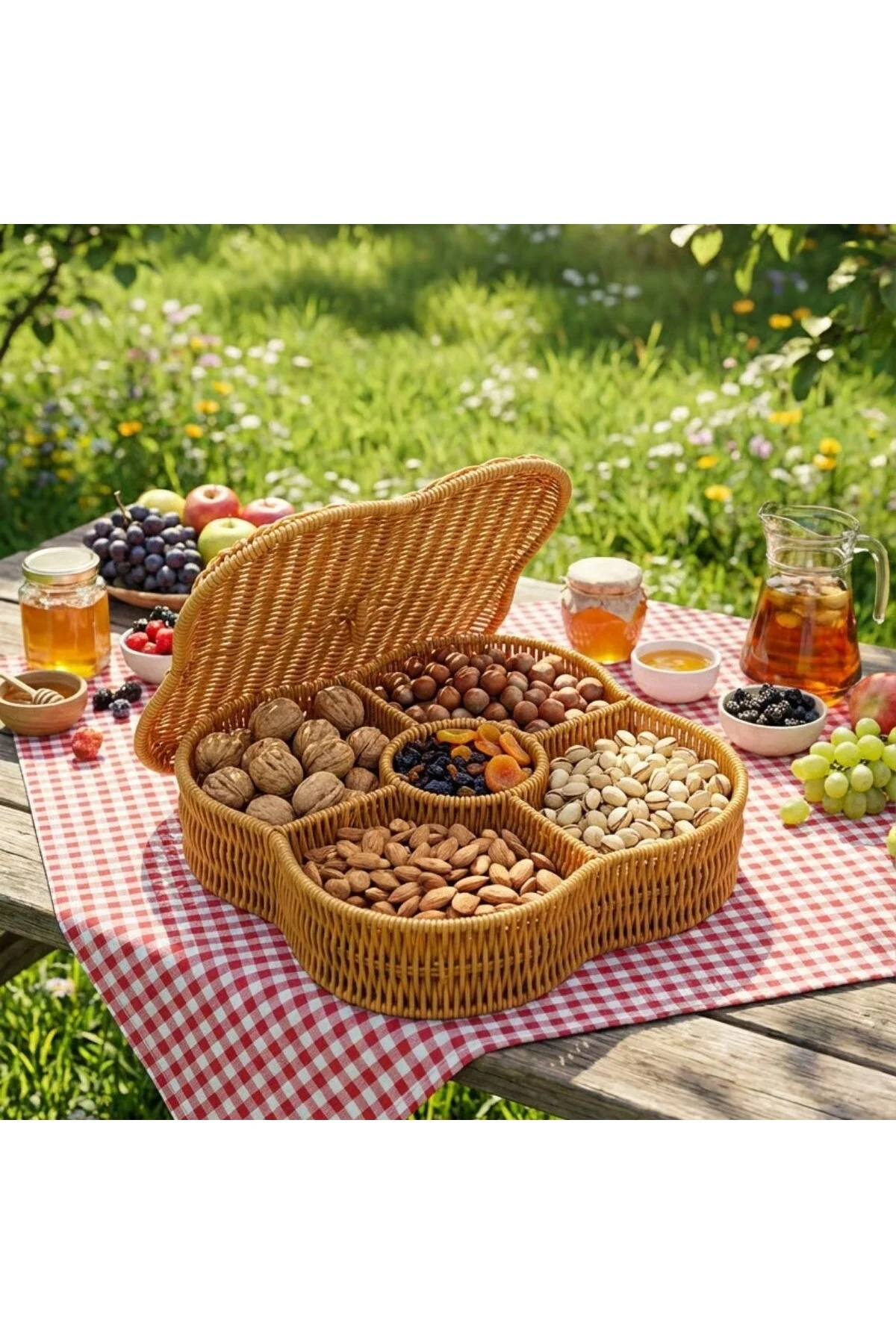 Kapaklı 5 Bölmeli Plastik Rattan Organizer Kutu – Hasır Desenli Çok Amaçlı Saklama ve Sunum Sepeti Ç Kapaklı 5 Bölmeli Plastik Rattan Organizer Kutu – Hasır Desenli Çok Amaçlı Saklama ve Sunum Sepeti Ç - Görsel 3