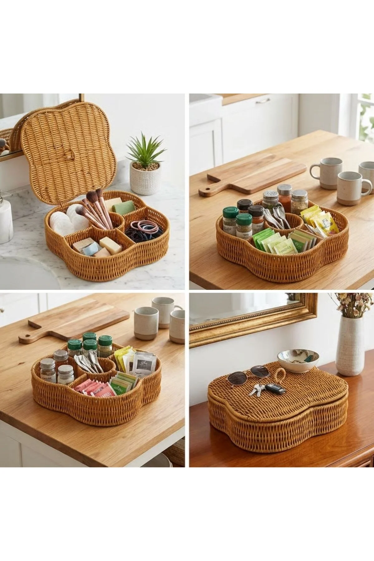 Kapaklı 5 Bölmeli Plastik Rattan Organizer Kutu – Hasır Desenli Çok Amaçlı Saklama ve Sunum Sepeti Ç Kapaklı 5 Bölmeli Plastik Rattan Organizer Kutu – Hasır Desenli Çok Amaçlı Saklama ve Sunum Sepeti Ç - Görsel 4