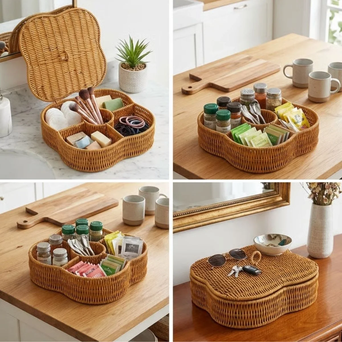 Kapaklı 5 Bölmeli Plastik Rattan Organizer Kutu – Hasır Desenli Çok Amaçlı Saklama Ve Sunum Sepeti Çerezlik Bx40 Fiyatı, Yorumları ve Özellikleri