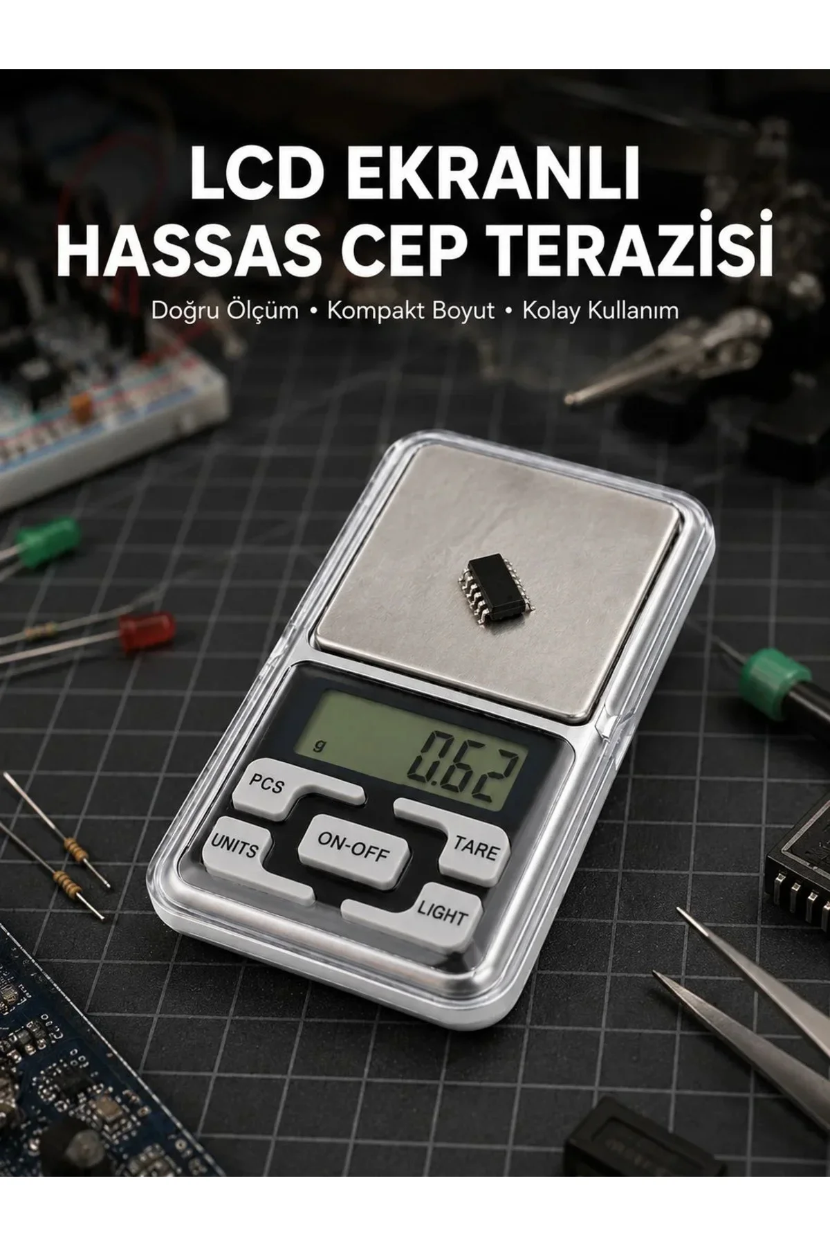 Kapaklı Dijital Cep Terazisi Hassasiyet 300 Gr