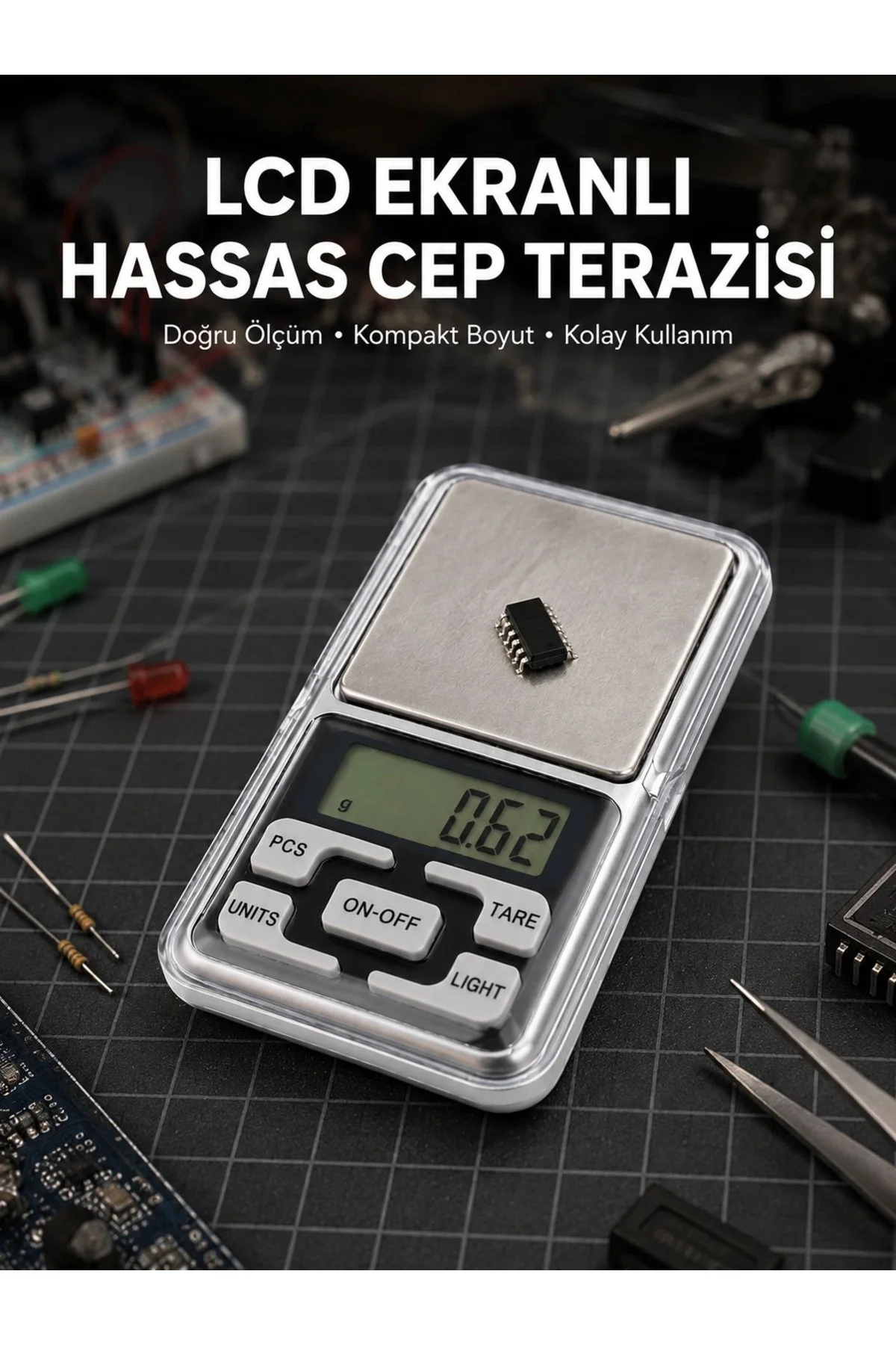 Kapaklı Dijital Cep Terazisi Hassasiyet 300 Gr Yeni Nesil - Görsel 5