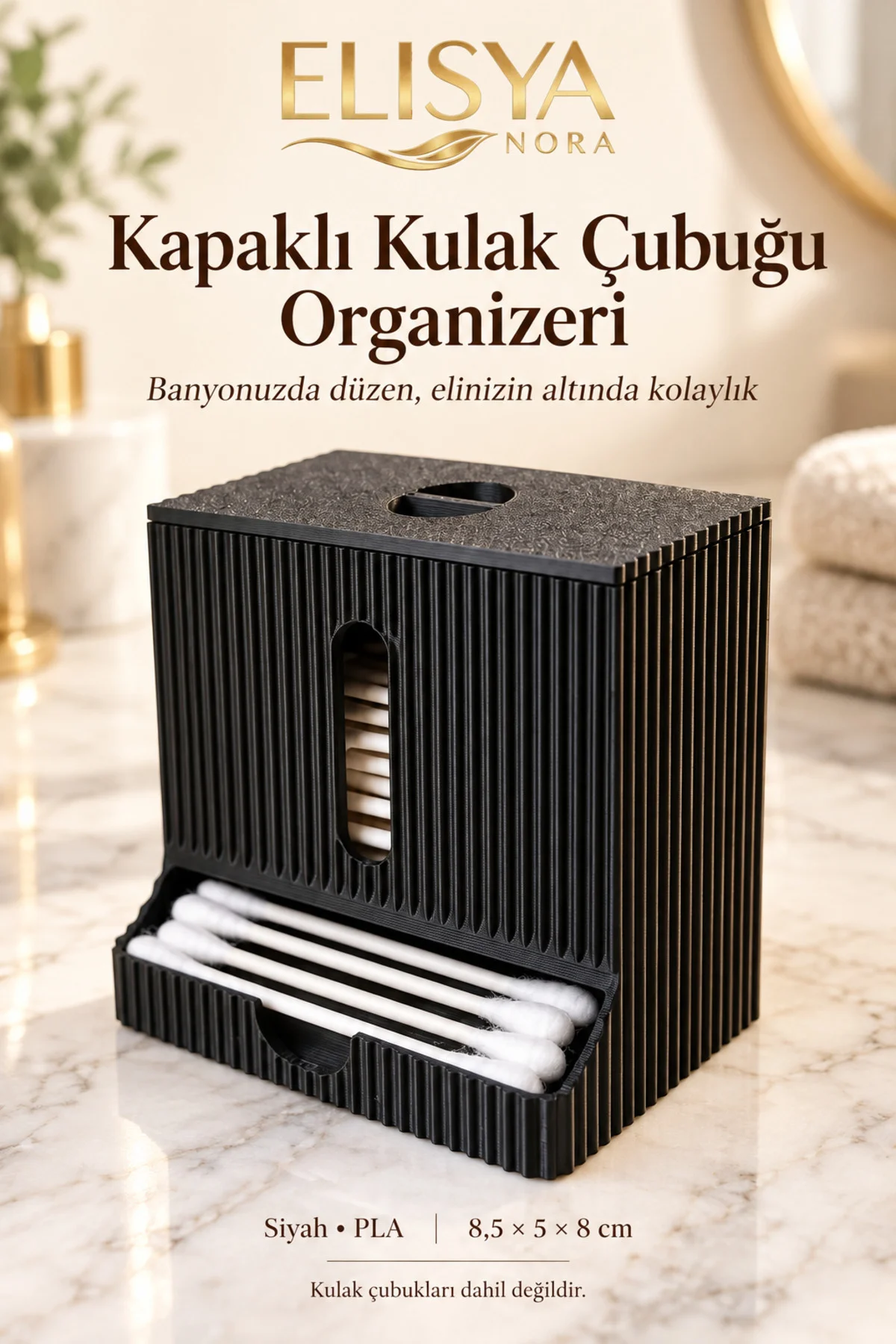 Kapaklı Kulak Çubuğu Kutusu Banyo Organizeri Düzenleyici Kapaklı Kulak Çubuğu Kutusu Banyo Organizeri Düzenleyici