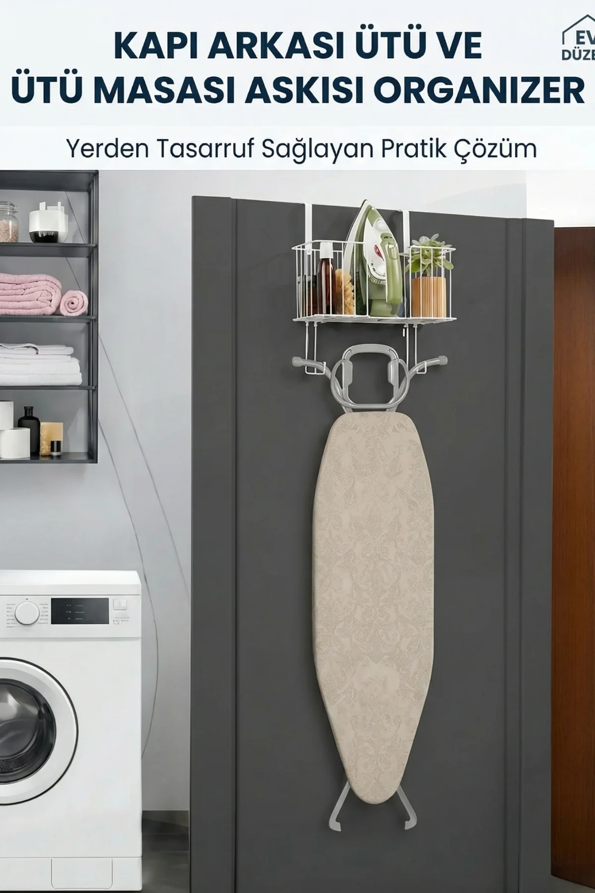 Kapı Arkası Ütü ve Ütü Masası Askısı Organizer, Ev İçi Düzenleyic