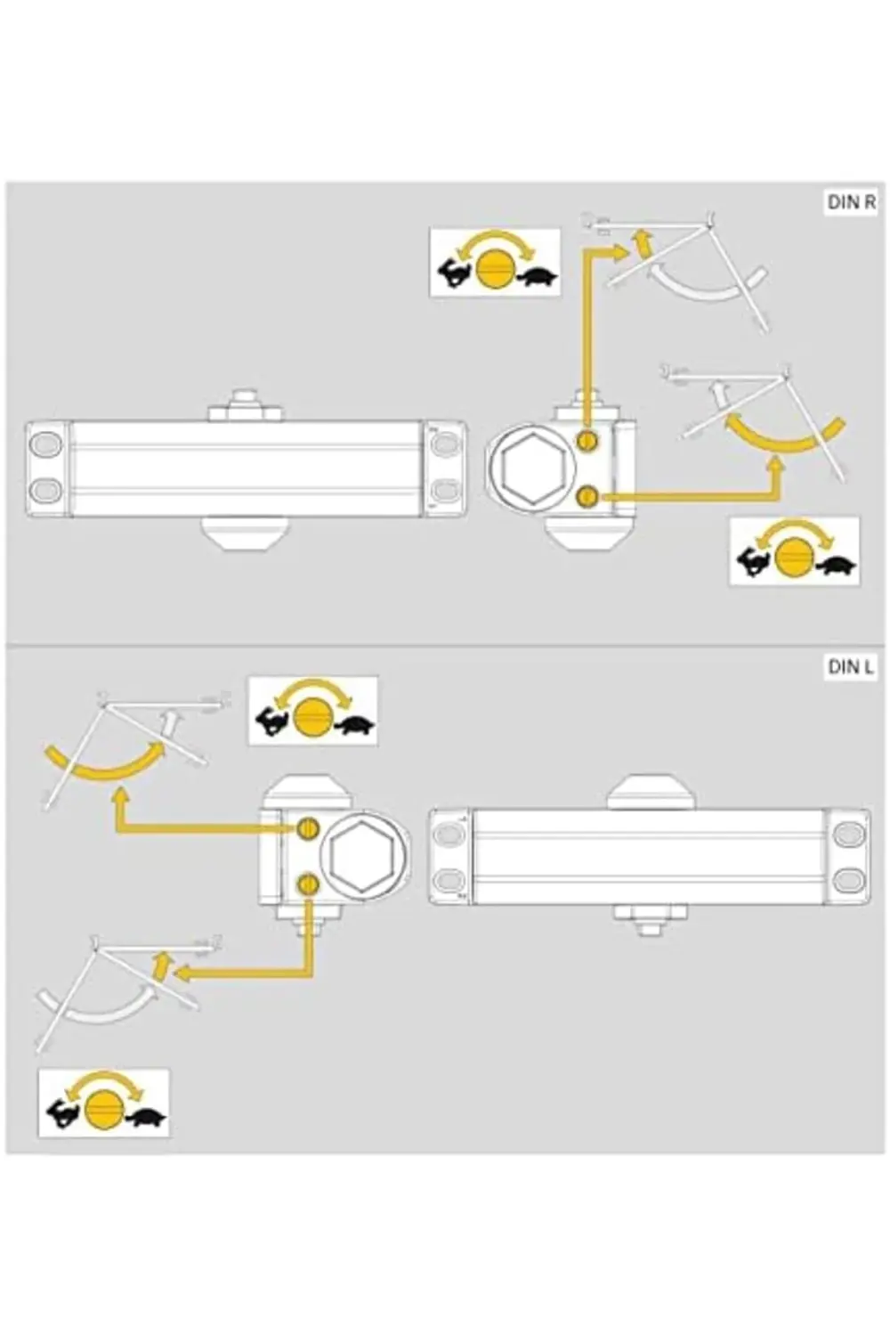 Kapı Hidroliği 300 Serisi Dar Tip Montaj Ayarlı (2-4) (40-80 kg)