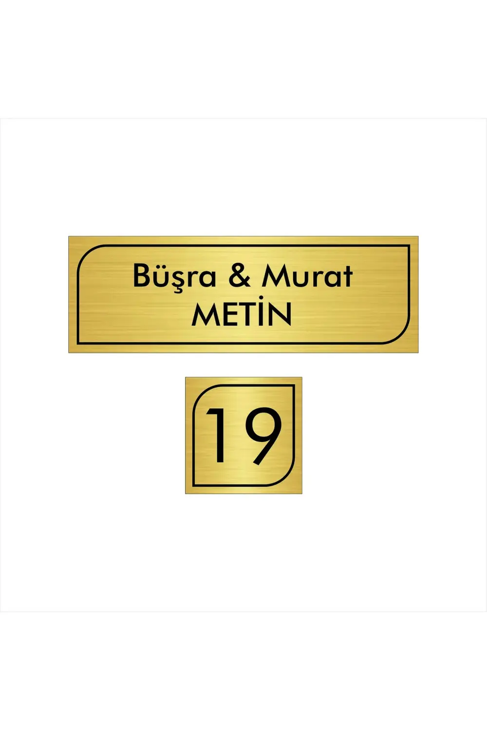 KAPI İSİMLİĞİ KAPI NUMARASI GOLD METAL ÜZERİ SİYAH YAZI