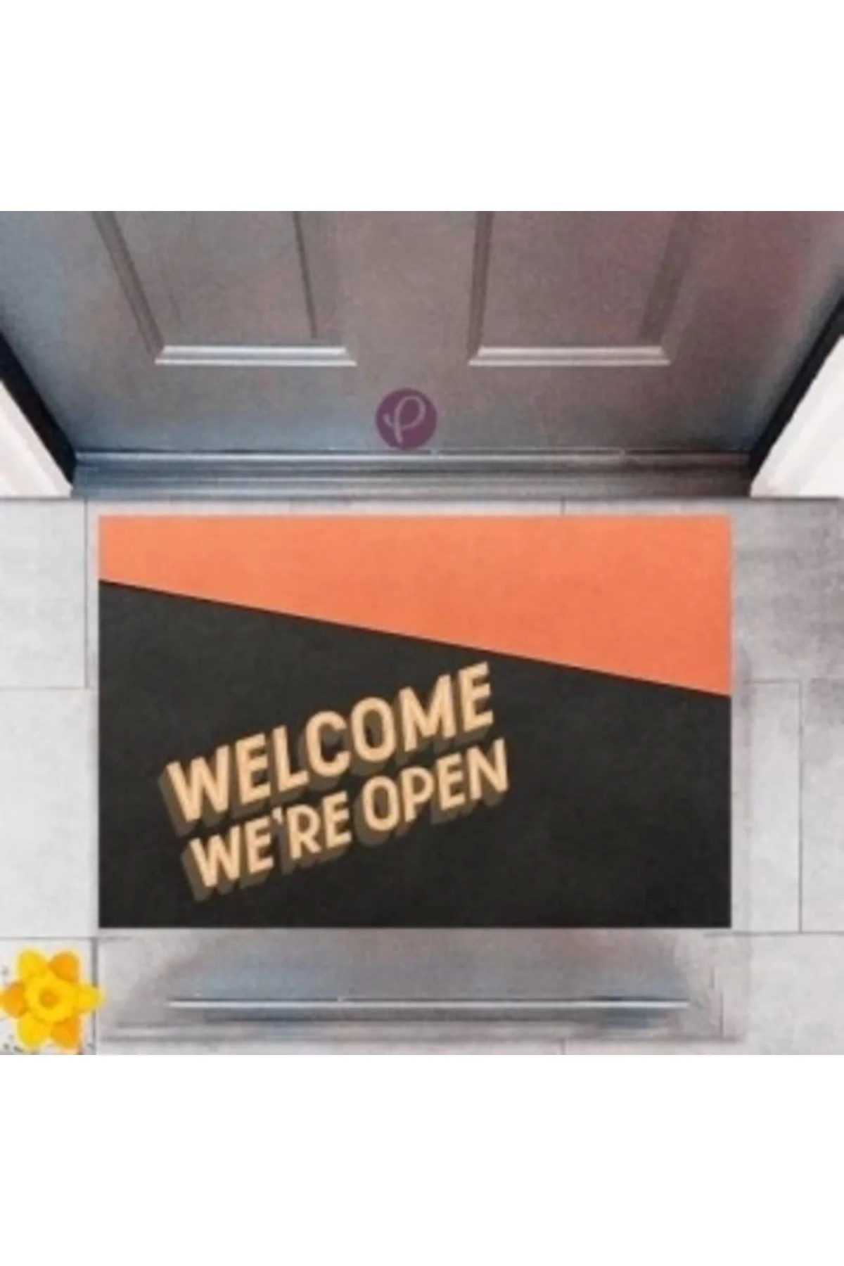 Kapı Önü Paspası Dekoratif Dijital Baskı Welcome We're Open P-233
