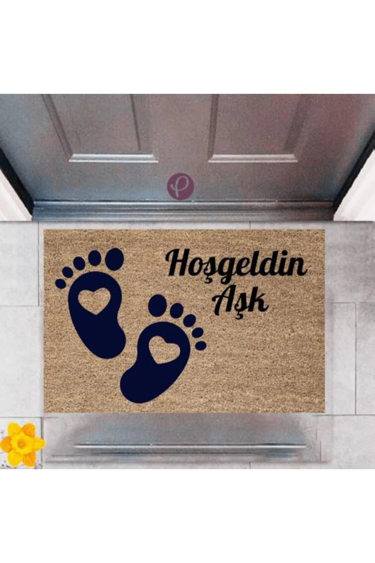 Kapı Önü Paspası Dekoratif Dijital Baskı Hoş geldin Aşk P-2510