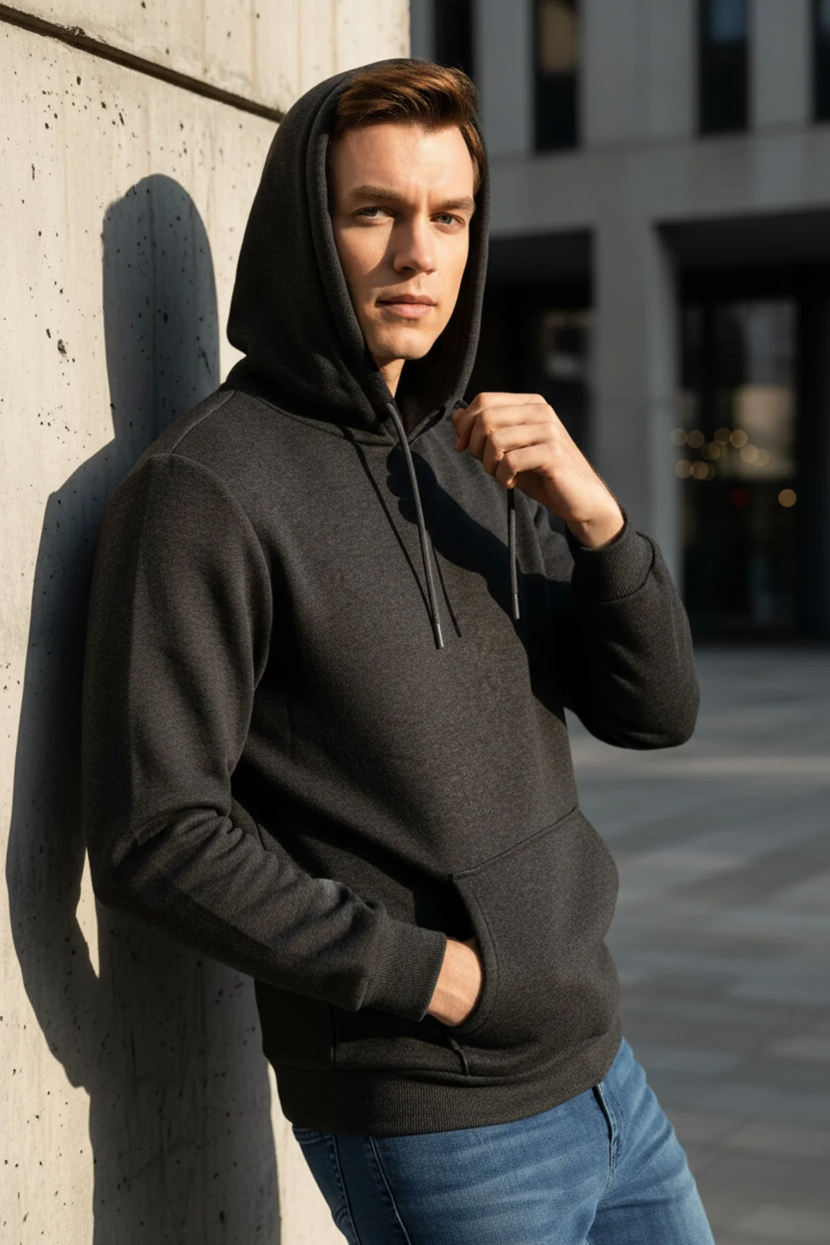 Kapişonlu Yaka Regular Düz Sweatshirt