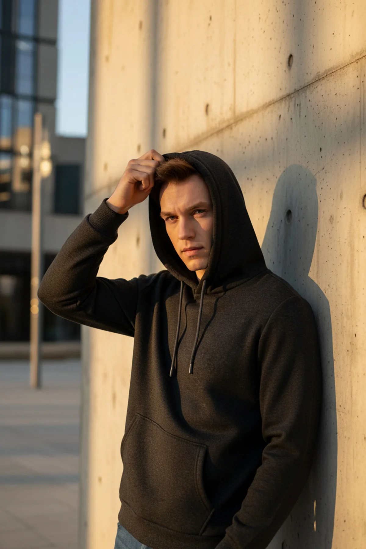 Kapişonlu Yaka Regular Düz Sweatshirt