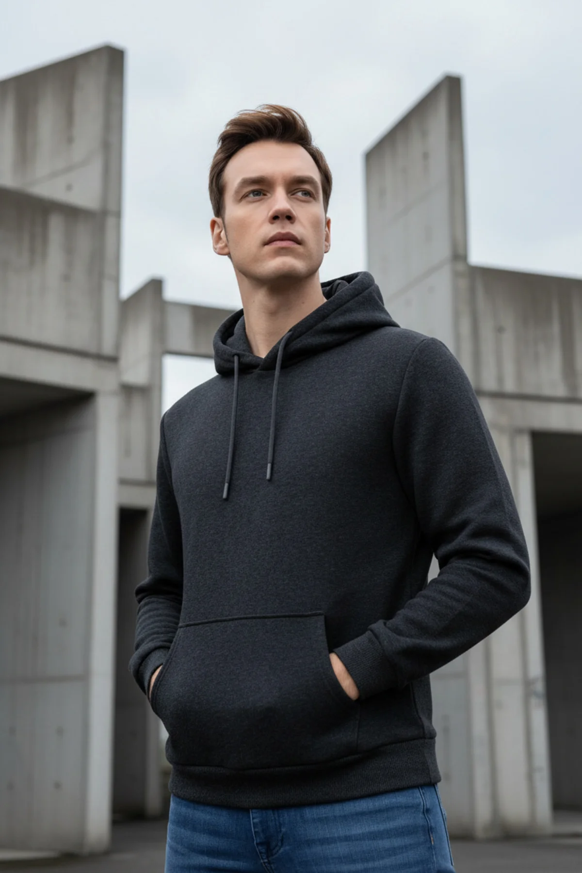 Kapişonlu Yaka Regular Düz Sweatshirt
