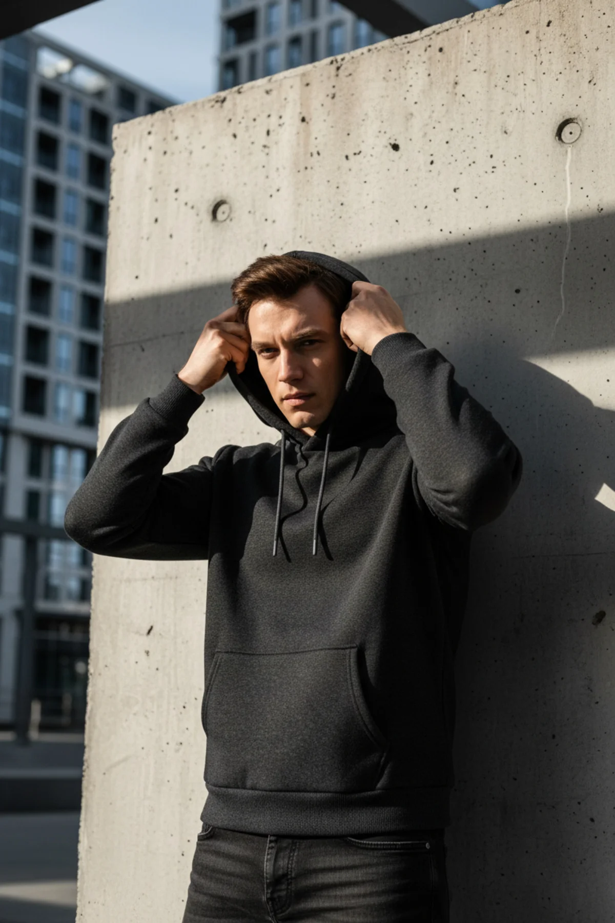 Kapişonlu Yaka Regular Düz Sweatshirt