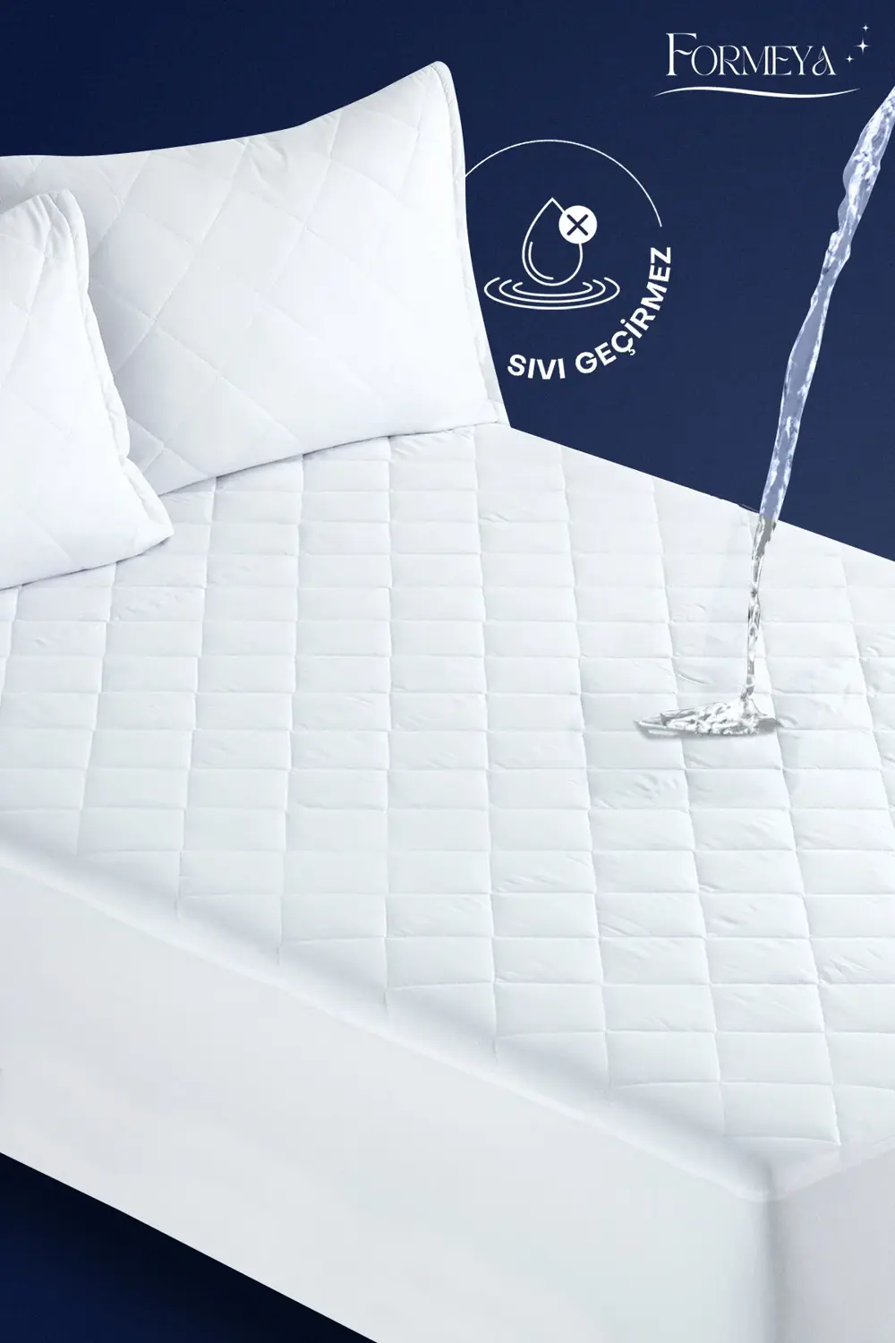 Kapitone Fitted Full Kenar Su Sıvı Geçirmez %100 Pamuk Yatak Koru