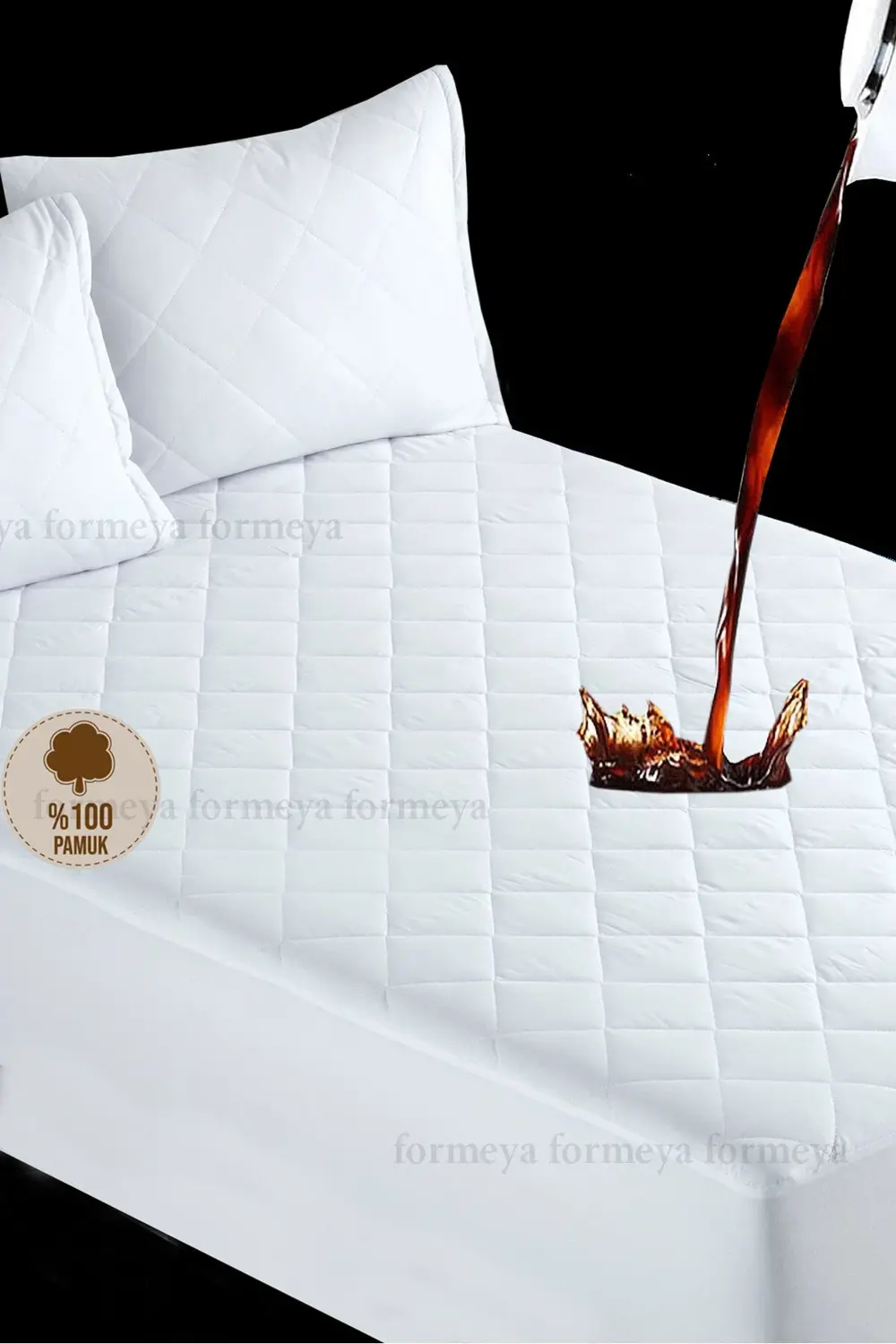 Kapitone Fitted Full Kenar Su Sıvı Geçirmez %100 Pamuk Yatak Koru