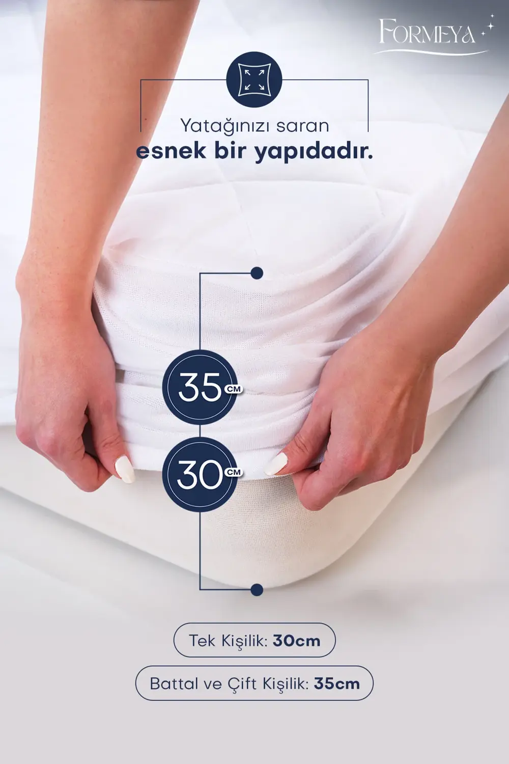 Kapitone Fitted Full Kenar Su Sıvı Geçirmez %100 Pamuk Yatak Koru