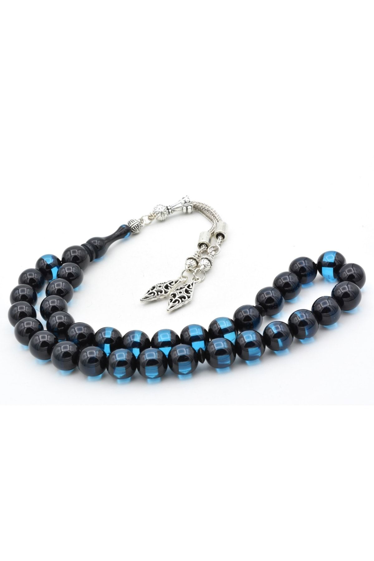 Murty99 Kaplama Püsküllü Küre Kesim Sürmeli Lacivert Sıkma Kehribar Tesbih