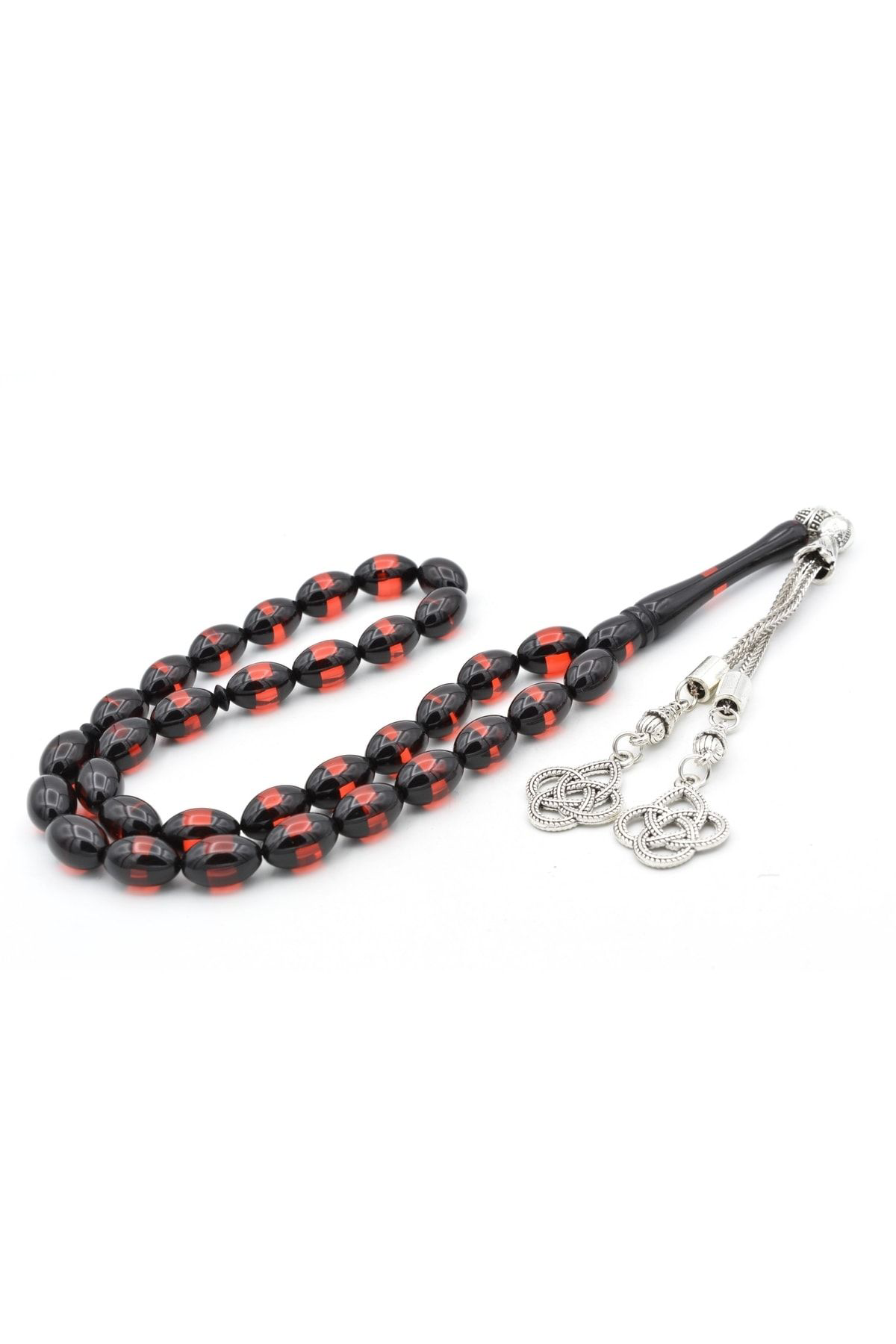 Murty99 Kaplama Püsküllü Beyzi Kesim Sürmeli Kırmızı Sıkma Kehribar Tesbih