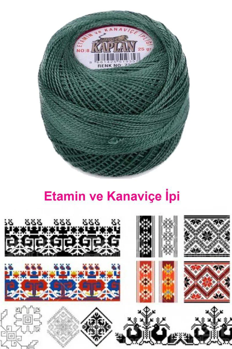 Kaplan Etamin Ve Kanaviçe İpi 8 Numara – 726 Royaleks Renk, El İşleri ve Oya Yapımı İçin Profesyonel İplik