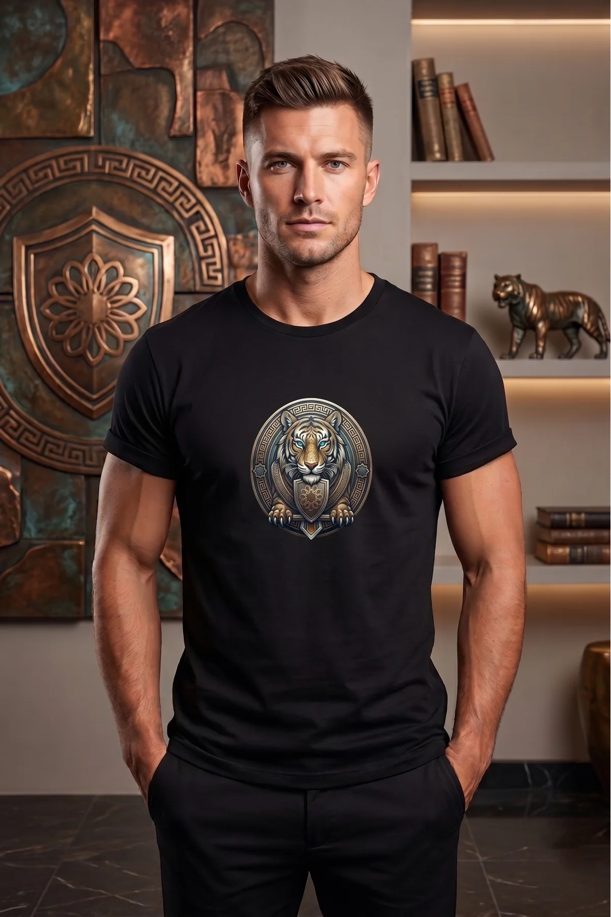 Kaplan Figürlü Özel Tasarım Tişört T-shirt