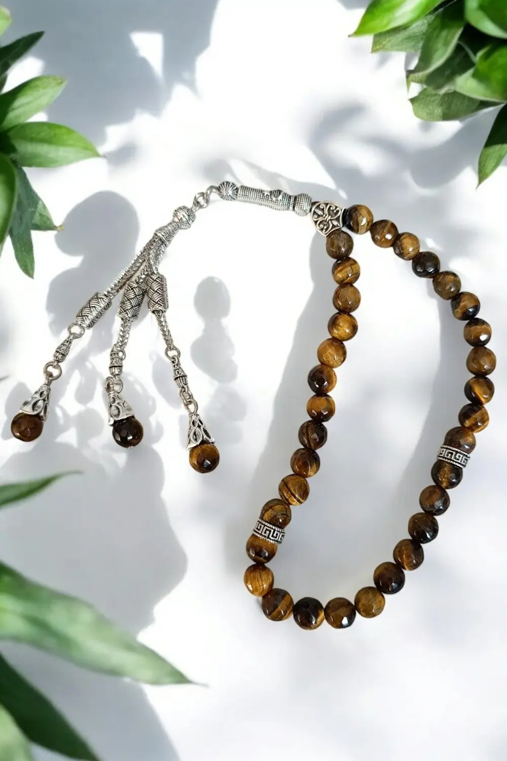 Kaplan Gözü Tesbih 33' Lük Tesbih Orijinal Doğal Taş Renk Atmaz F