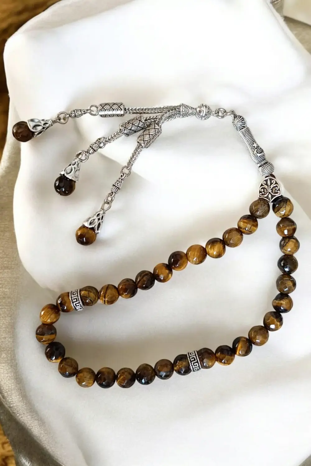 Kaplan Gözü Tesbih 33' Lük Tesbih Orijinal Doğal Taş Renk Atmaz F