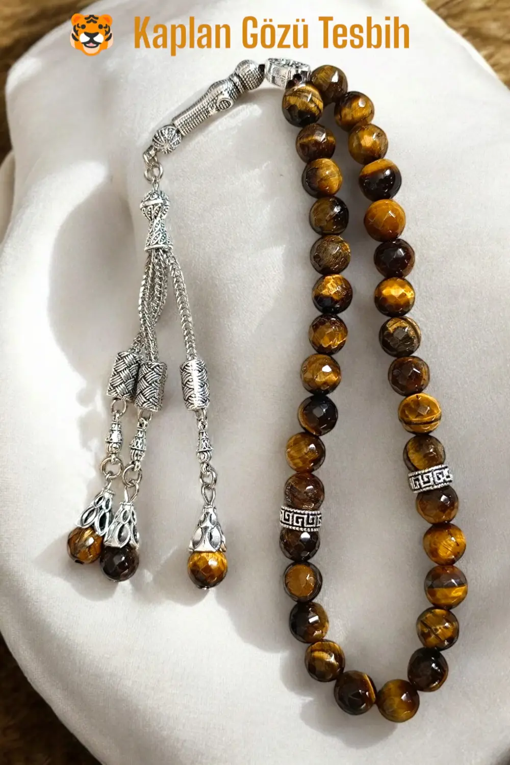 Kaplan Gözü Tesbih 33' Lük Tesbih Orijinal Doğal Taş Renk Atmaz F