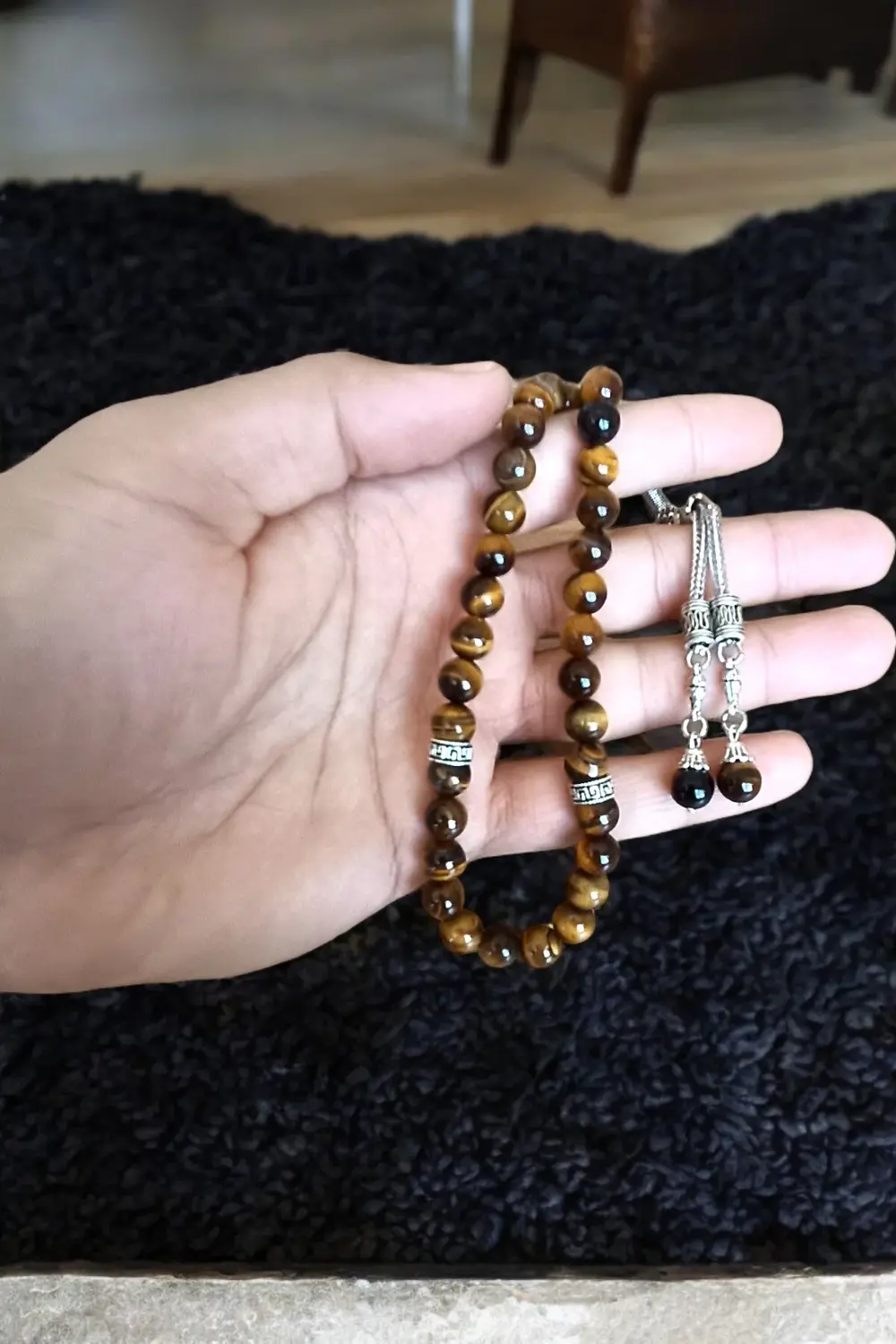 Kaplan Gözü Tesbih 33'lük Tesbih A+++ KALİTE Doğal Taş Tesbih Ser