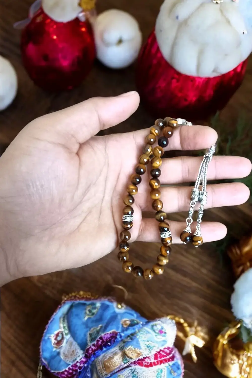 Kaplan Gözü Tesbih 33'lük Tesbih A+++ KALİTE Doğal Taş Tesbih Ser