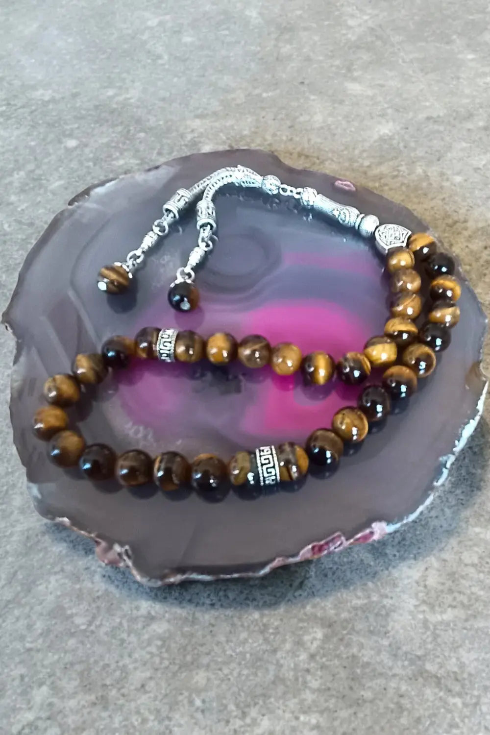 Kaplan Gözü Tesbih 33'lük Tesbih A+++ KALİTE Doğal Taş Tesbih Ser