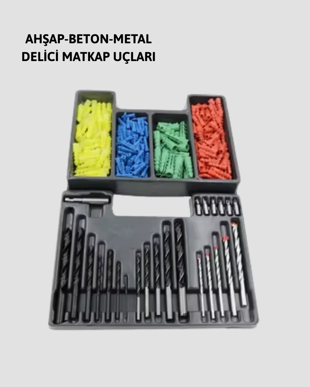 Kapsamlı Matkap Ucu Seti Organizer Kutulu Ahşap Metal Beton Delme Yeni Nesil