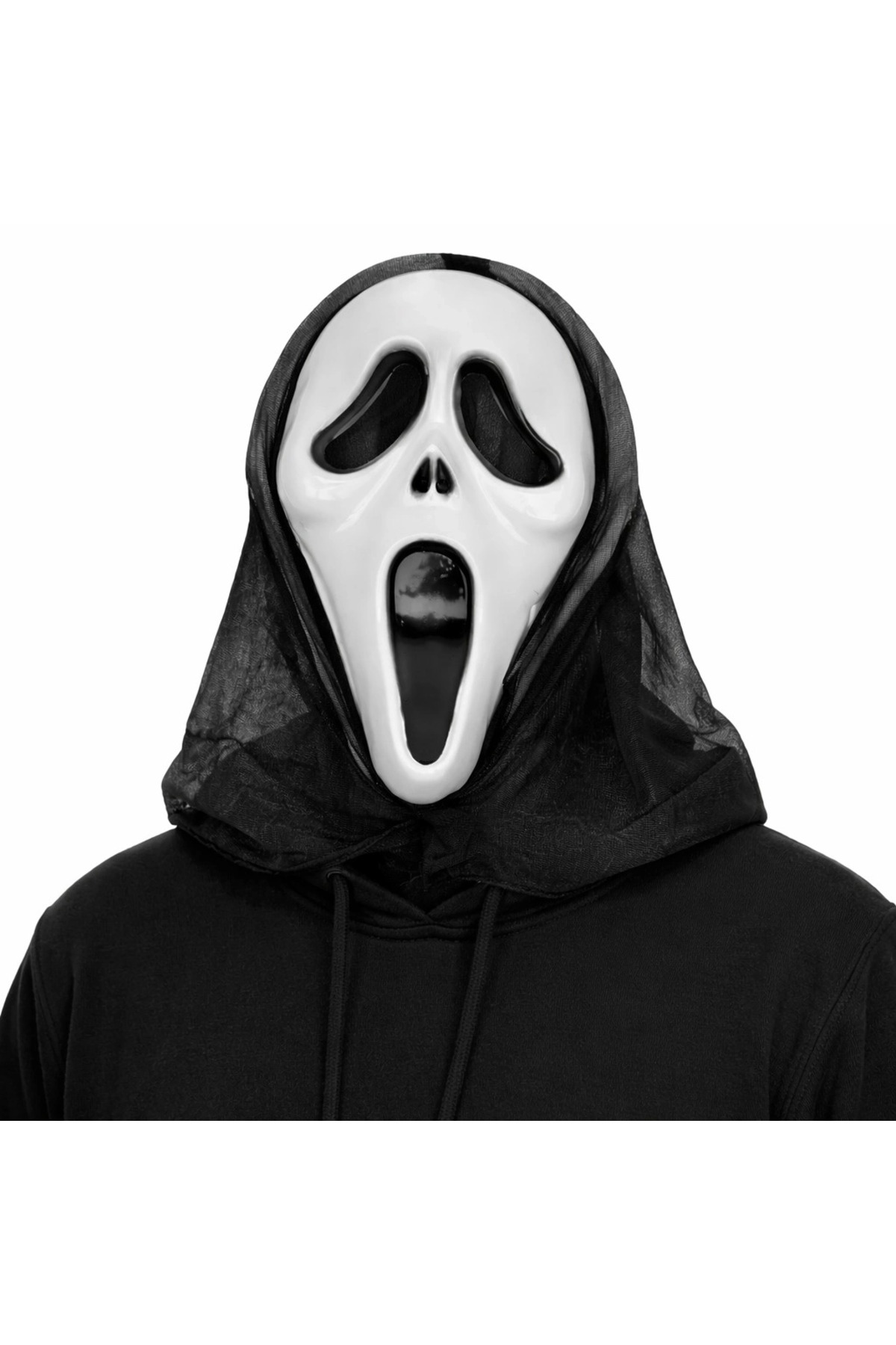 Kapşonlu Çığlık Maskesi Scream Maskesi - Hayalet Maskesi 33x21 Cm