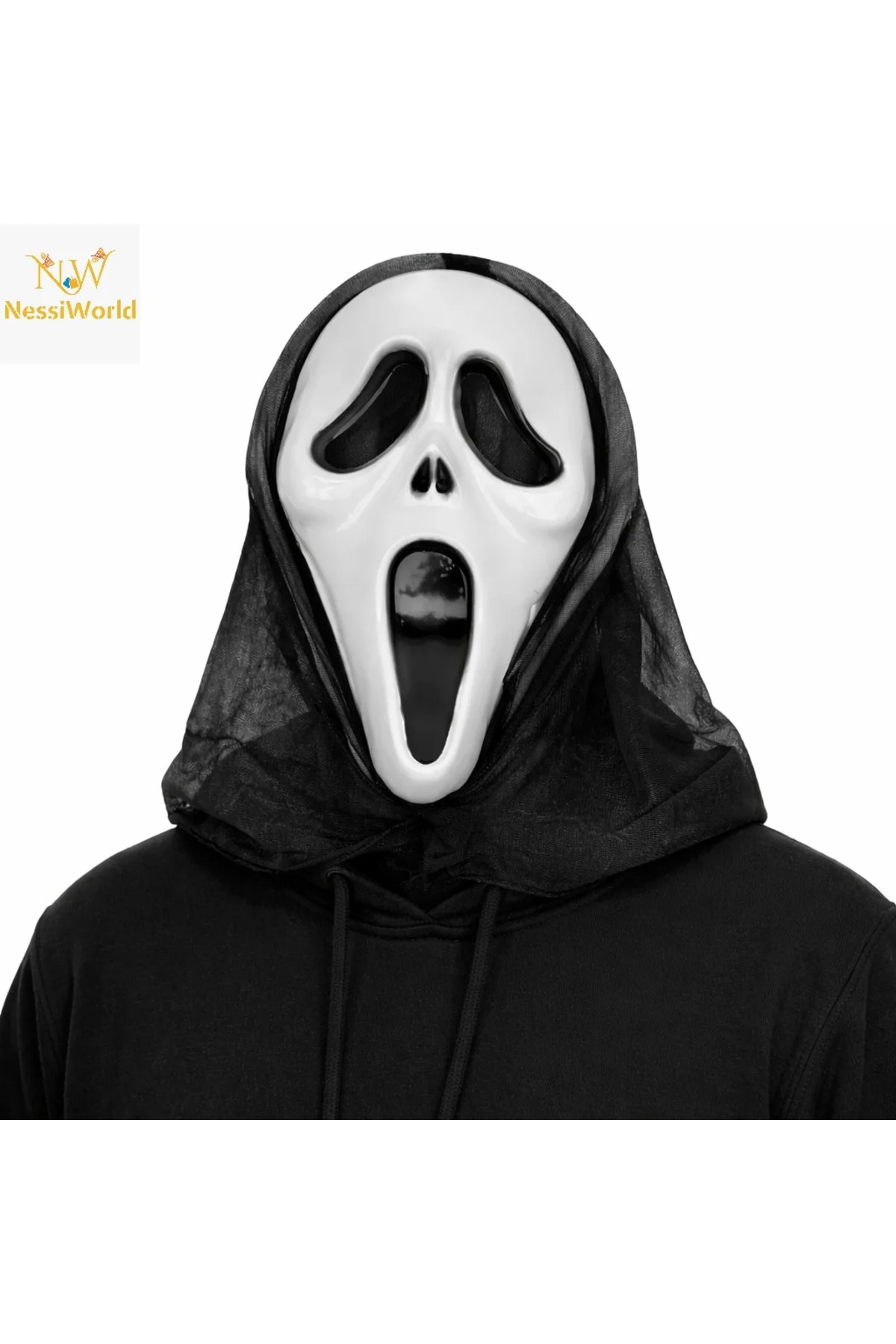 Kapşonlu Çığlık Maskesi Scream Maskesi - Hayalet Maskesi 33x21 cm