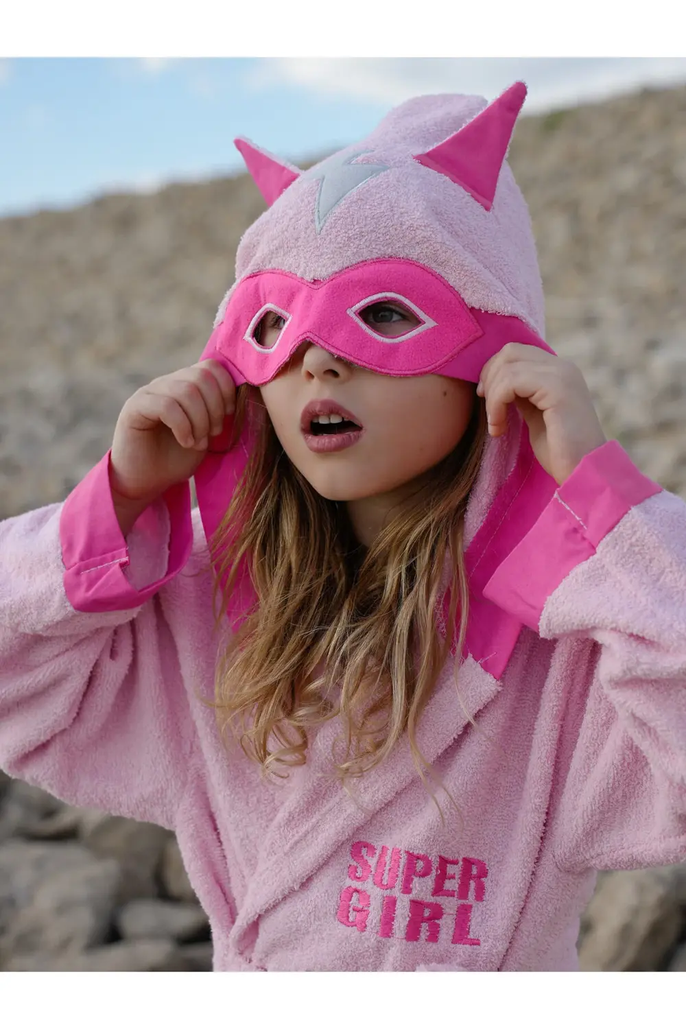 Kapşonlu Çocuk Bornoz %100 Pamuklu Su Emici Hayvan Figürlü